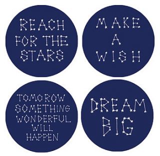 set of four 'make a wish' coasters by karin Åkesson