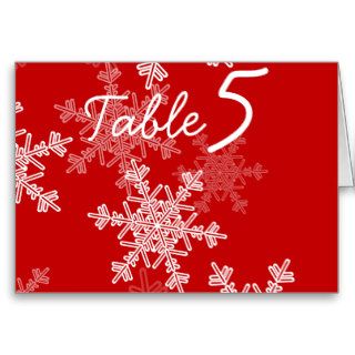 Red Snowflakes Christmas Table Number Card