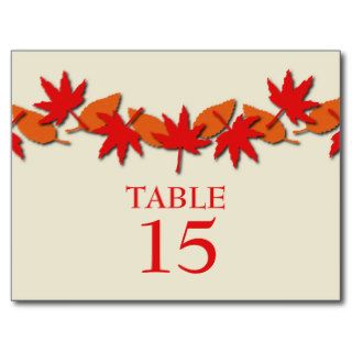 Autumn Leaves Border Table Postcard, Red/Orange