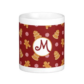 Monogram 'M' Gingerbread Cookie Christmas Mug