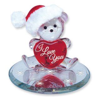 Santa Bear I Love You Glass Figurine Jewelry