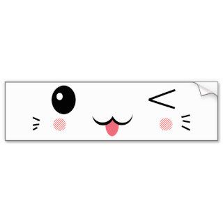 cute kawaii happy face smile girly bumper sticker