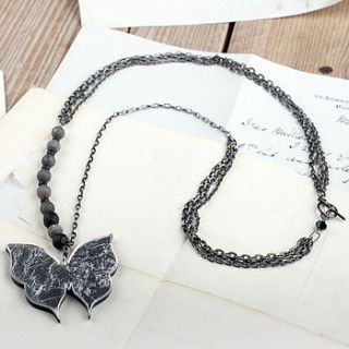 silver leaf butterfly necklace by helen ward studio