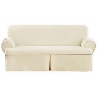 Sure Fit CVC Duck 1 Piece T Cushion Sofa Slipcover —
