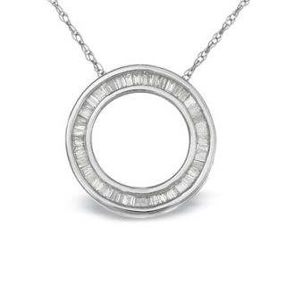 CTW. Baguette Diamond Circle Pendant in 14K White Gold   Zales