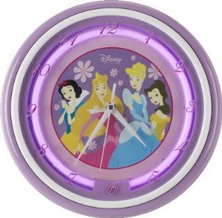 Disney Princess with Purple Neon, Bright 15 inch Neon Clock   Wall Clocks