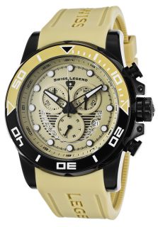 Swiss Legend 21368 BB 016  Watches,Avalanche Chronograph Beige Silicone Strap & Dial Black IP Steel Case, Casual Swiss Legend Quartz Watches