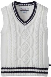Kitestrings Boys 2 7 Toddler Cotton Solid Cable Knit Sweater Vest, White, 4T Clothing