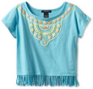 Baby Phat Girl's Fringe Top with Aztec Print, Capri, Small Fashion T Shirts Clothing