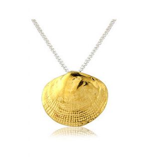 gold vermeil clam shell pendant by argent of london