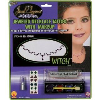 Witch Jeweled Necklace Tattoo with Makeup Kit Clothing