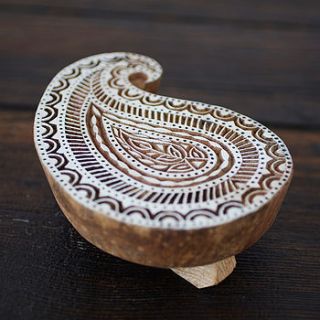 paisley design wooden block by paper high