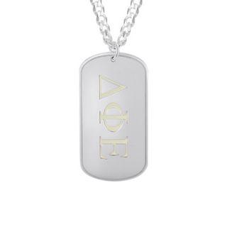 Personalized Fraternity Dog Tag Pendant in Sterling Silver (3 Symbols