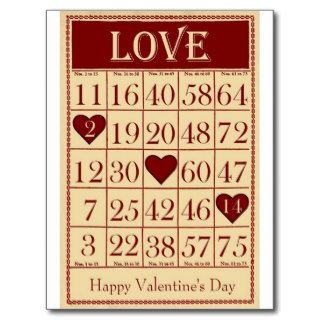 Vintage Bingo Love Valentine Postcard