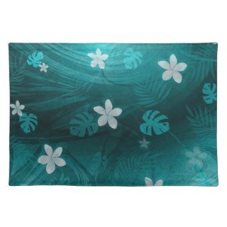 Aqua Floral Polynesian place mat