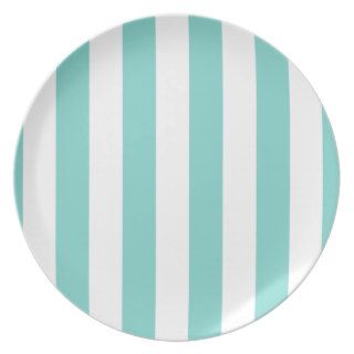 Turquoise and White Extra Large Stripe Pattern Party Plate