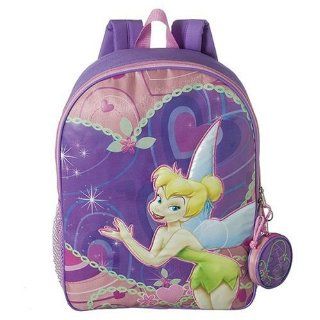Disney Fairies   16 Inch TINKER BELL Backpack   Lavender and Pink   BONUS Tinker Bell Coin Purse Keychain Toys & Games
