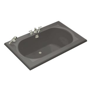 KOHLER Memoirs 66 in L x 42 in W x 22 in H Thunder Grey Acrylic Oval in Rectangle Drop In Bathtub with Center Drain