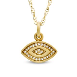 Diamond Accent Evil Eye Pendant in Sterling Silver and 18K Gold Plate