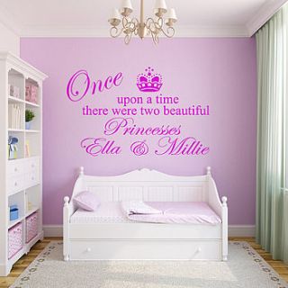 personalised 'two princesses' wall sticker by wall decals uk by gem designs