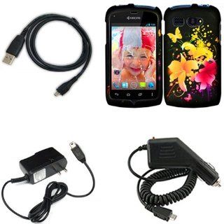 iFase Brand Kyocera Hydro C5170 Combo Heavenly Flowers Protective Case Faceplate Cover + Home Wall Charger + Rapid Car Charger + USB Data Charge Sync Cable for Kyocera Hydro C5170 Cell Phones & Accessories