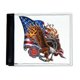Artsmith, Inc. Men's Wallet Billfold Firefighter Fire Fighter Eagle with Flames and Chains Clothing