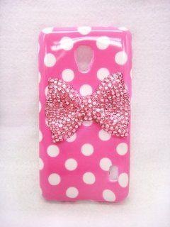 Lovely Cute 3D Bling Special Party Dot Pattern Case Cover For Smart Mobile Phones (Pink Bow, LG Optimus F6 MS500 D500 MetroPCS T Mobile) Cell Phones & Accessories
