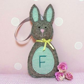 handmade personalised bunny decoration by claire hurd design