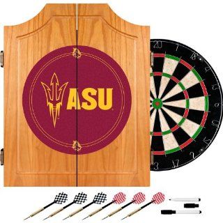 Arizona State University Dart Cabinet with Darts and Board (LRG7000 ASU)    Sports Fan Dart Equipment  Sports & Outdoors