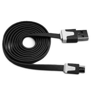 Importer520 3 Ft Feet Black Flat Stylish Sync & charging Micro USB Data Cable For AT&T HTC Inspire 4G Cell Phones & Accessories