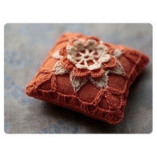 linen crochet pincushion by ageeta