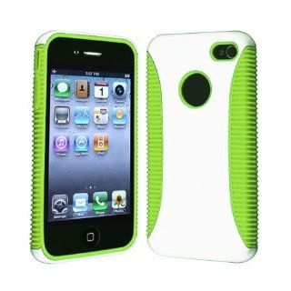 Importer520 Hybrid Case compatible with Apple iPhone 4 / 4S, Neon Green TPU / White Hard Cell Phones & Accessories