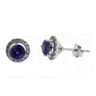 0mm Tanzanite and 1/7 CT. T.W. Diamond Frame Earrings in Sterling
