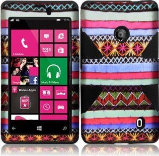 For Nokia Lumia 521 520 Dynamic Tribal Aztec Tuff Hybrid Cover Case (Colorful Indian Pattern/Black) Cell Phones & Accessories