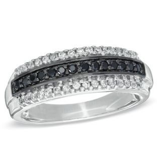CT. T.W. Enhanced Black and White Diamond Ring in Sterling Silver