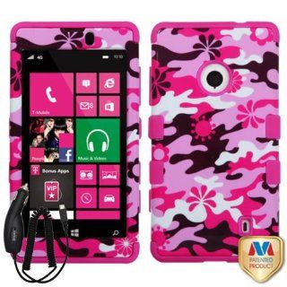 NOKIA LUMIA 521 PINK FLOWER ARMY CAMO HYBRID RIB CAGE COVER HARD GEL CASE + FREE CAR CHARGER from [ACCESSORY ARENA] Cell Phones & Accessories