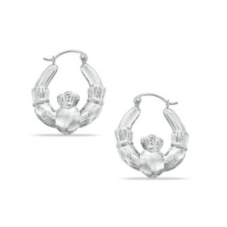 Claddagh Hoop Earrings in 14K White Gold   Zales