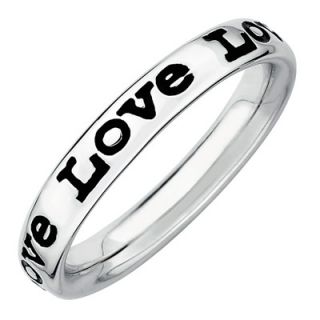 Stackable Expressions™ Polished and Enameled Love Ring in Sterling