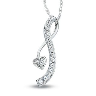 CT. T.W. Journey Diamond Open Infinity Pendant with Heart Accent