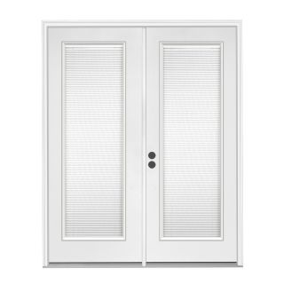 ReliaBilt 59.5 in Dual Pane Blinds Between The Glass Steel French Inswing Patio Door
