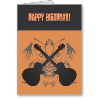 Happy Birthday, crossed black guitars Greeting Cards