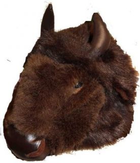 Buffalo Furry Plush Animal Hat   One Size Fits All, Unisex Clothing