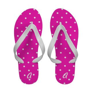 Hot Pink and white polka dot pattern Flip Flops