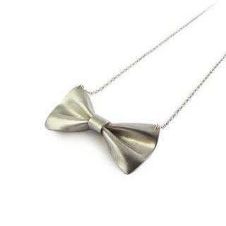 tweedledee silver bow tie necklace by bug