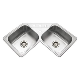 HOUZER Legend 20 Gauge Double Basin Drop In Stainless Steel Kitchen Sink