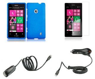 Nokia 521 / 520   Premium Accessory Kit   Cool Blue Hard Shell Case + ATOM LED Keychain Light + Screen Protector + Wall Charger + Car Charger Cell Phones & Accessories