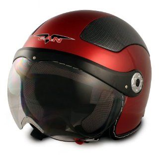 VCAN V528 Milano Burgundy Large European Style Open Face Helmet Automotive