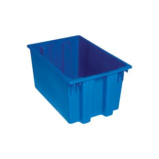Quantum Storage Stack and Nest Tote Bin — 23 1/2in. x 15 1/2in. x 12in. Size, Blue, Carton of 3  Totes