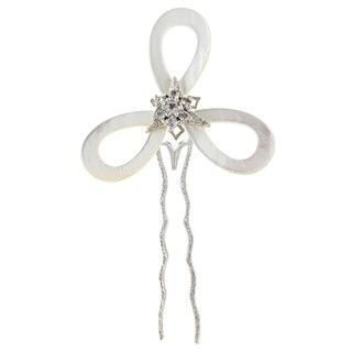 Tacori Bridal Evening Mother of Pearl Sterling Silver White Topaz Hairpin Tacori Designer More Jewelry