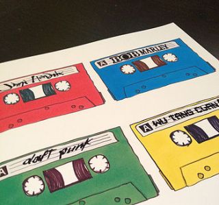 personalised playlist cassette print by louis' shed